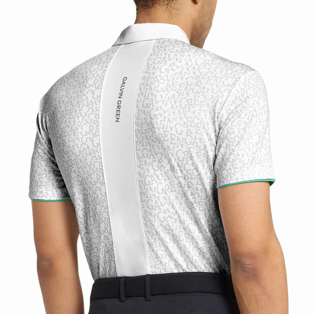 Galvin Green Milton Polo Shirt - White/Golf Green Ribbed collar Functional Fashion