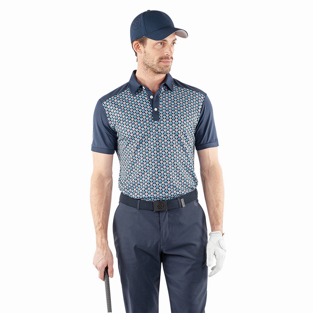 Galvin Green Mio Polo Shirt - Aqua/Navy layerable