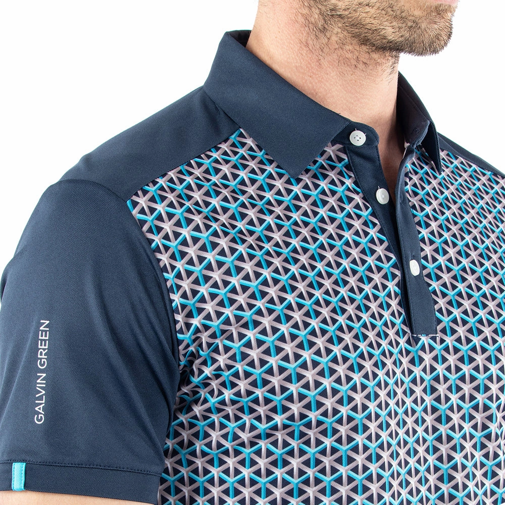 Galvin Green Mio Polo Shirt - Aqua/Navy Fashionable Layer
