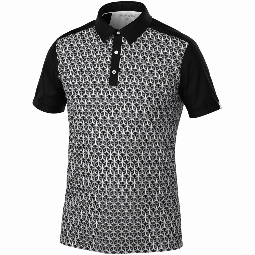 Galvin Green Mio Polo Shirt - Sharkskin/Black GarmentDyedTexture