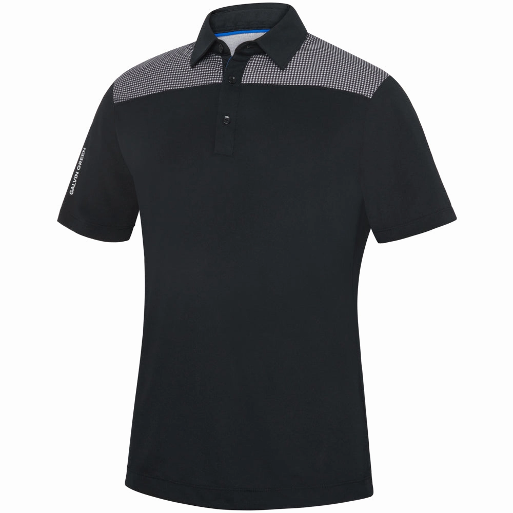 Galvin Green Miran Polo Shirt - Black/Royal Blue Scoop neck Casual Elegance