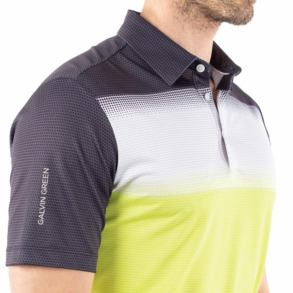 Comfort and Fit perfect for all-day wear Galvin Green Mirca Ventil8  Polo Shirt - Sunny Lime/White/Black