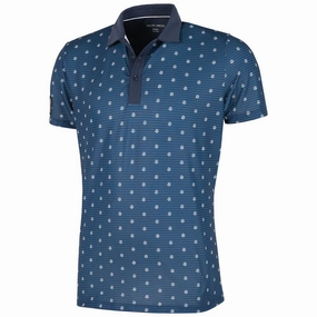 Fade Resistant Print Galvin Green Monty V8  Polo Shirt - Navy/White