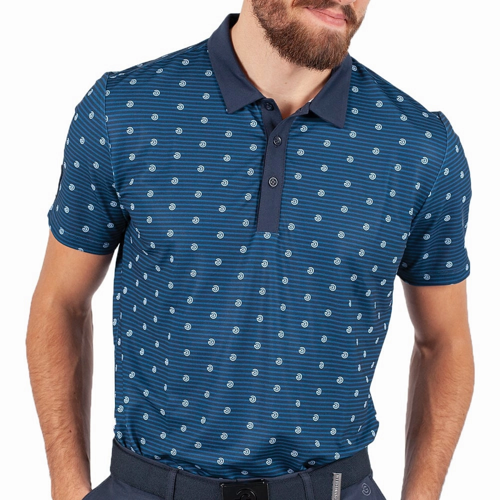 Timeless Must-Have Casual Comfort Wear Galvin Green Monty V8  Polo Shirt - Navy/White