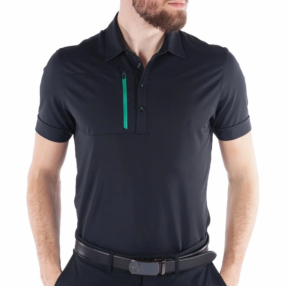 Galvin Green Morton Polo Shirt - Black/Green Outdoor Gear
