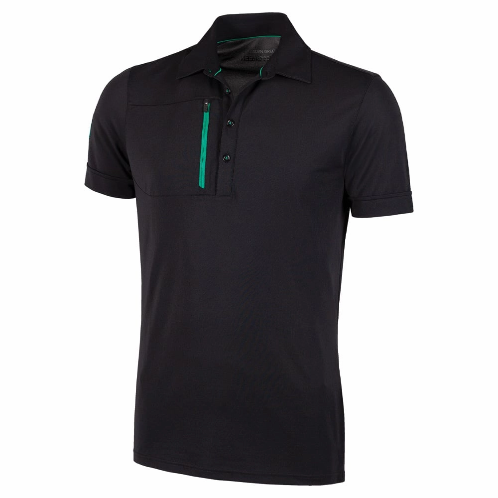 Tubular Knit Structure Galvin Green Morton Polo Shirt - Black/Green