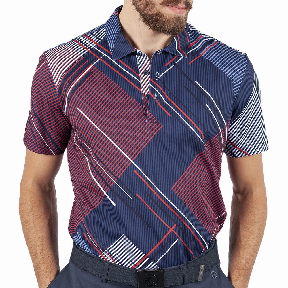 Galvin Green Shirt - Navy/Red Wicking Interlock Knit