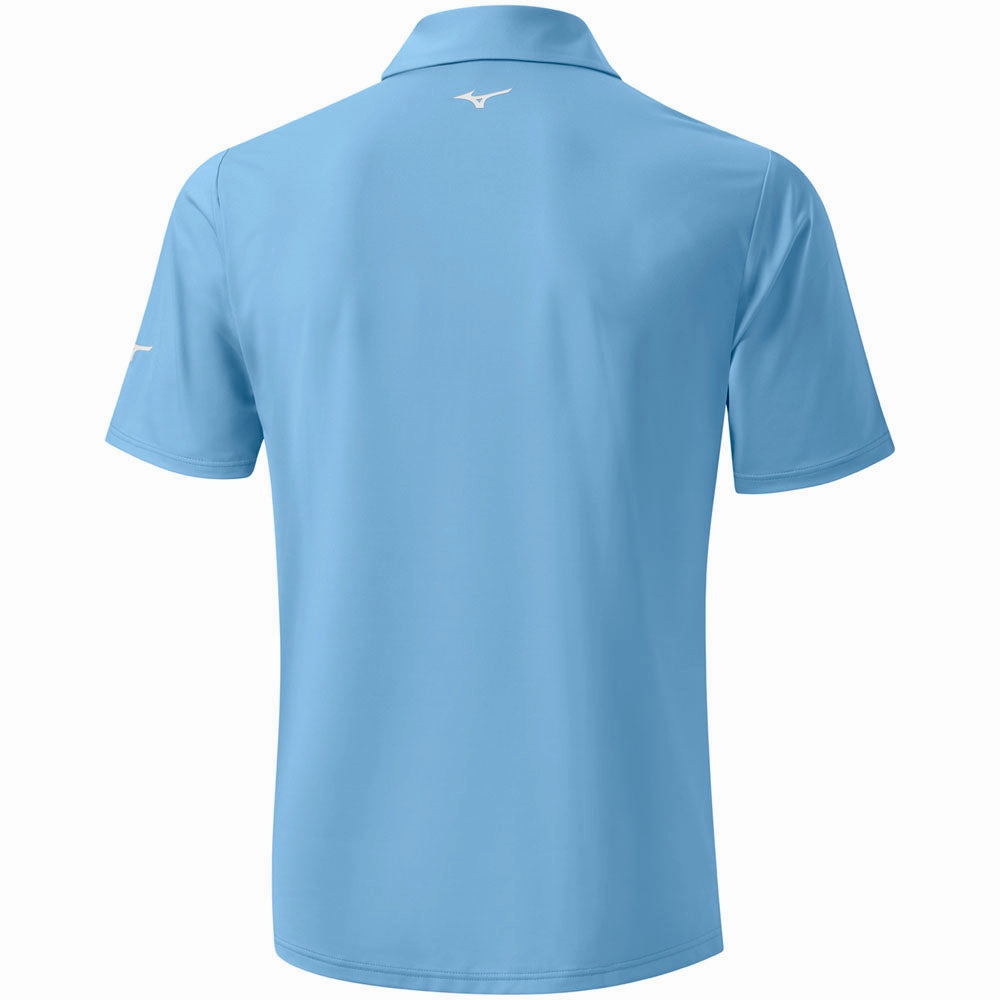 Mizuno Cali Stripe Polo Shirt - Air Blue Quick Fit Easy-Going Style