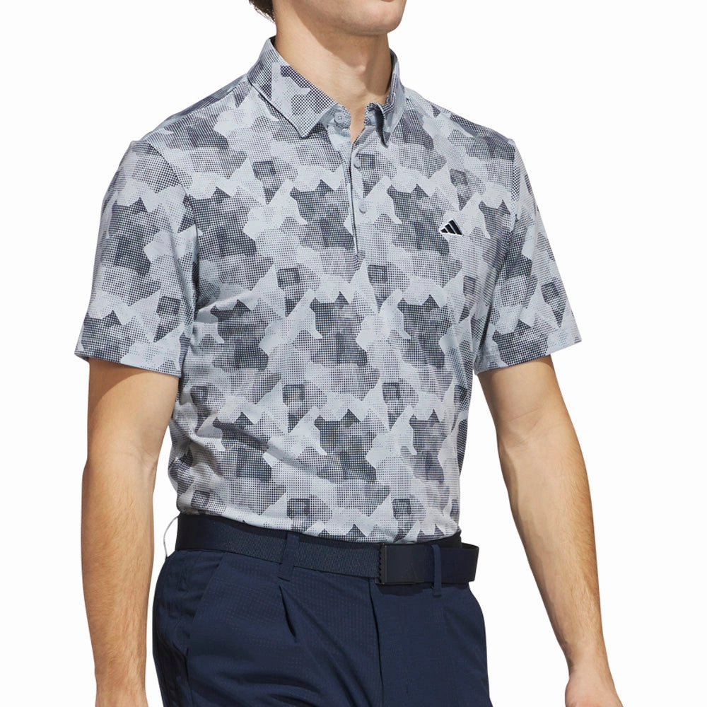 Breathable fabric Perfect Fit Wear adidas Go-To Printed Polo Shirt - Wonder Blue/Collegiate Navy