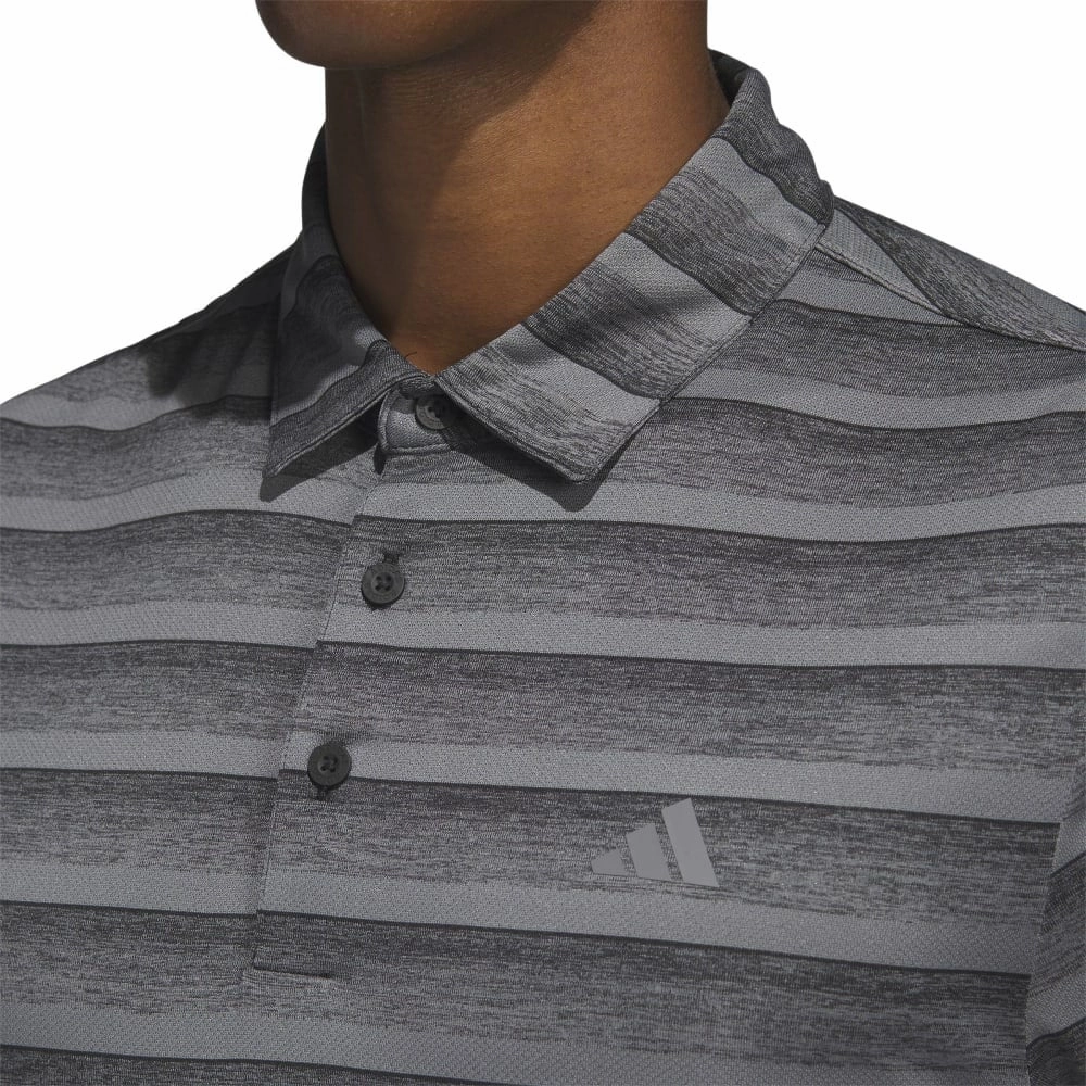 High-Quality Fabric adidas 2 Colour Stripe Polo Shirt - Black/Grey Four
