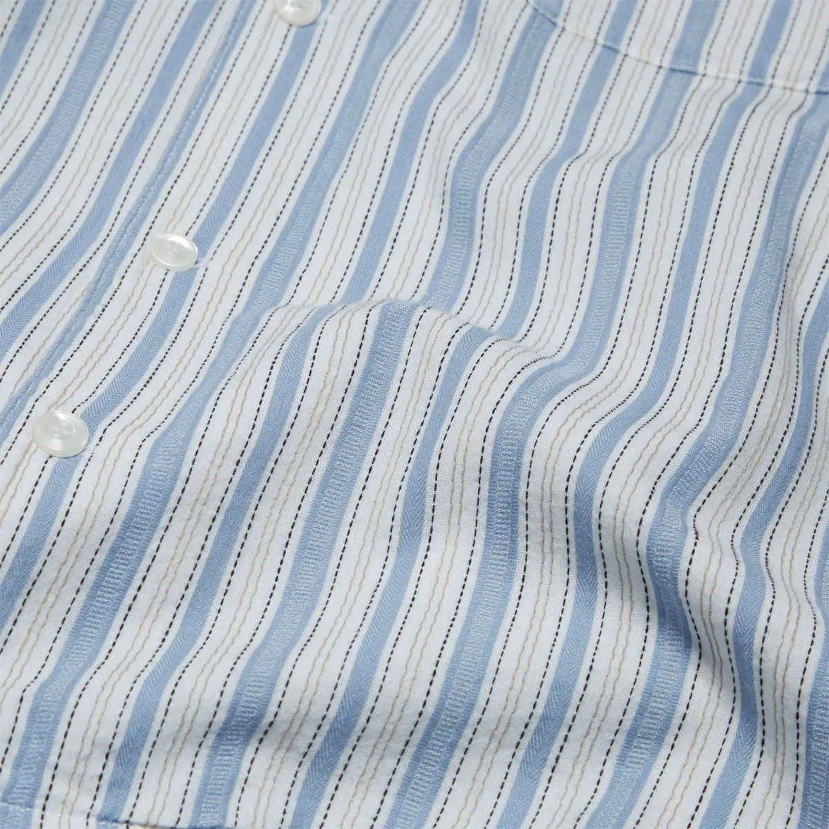 Twill Weave Practical Choice Rhythm Striper Long Sleeve Shirt - Blue