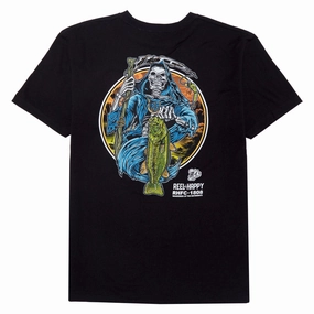 Reel Happy Reaper Revolution T-Shirt - Black Easy Wear Look Easy and Relaxed