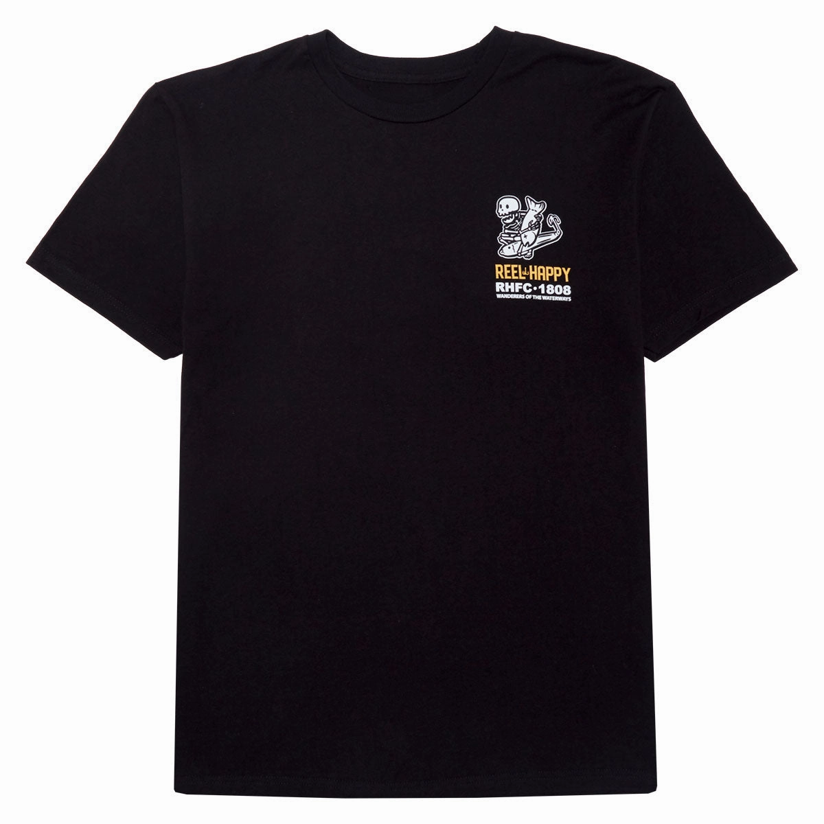 Low Profile Collar Active Comfort Wear Reel Happy Reaper Revolution T-Shirt - Black