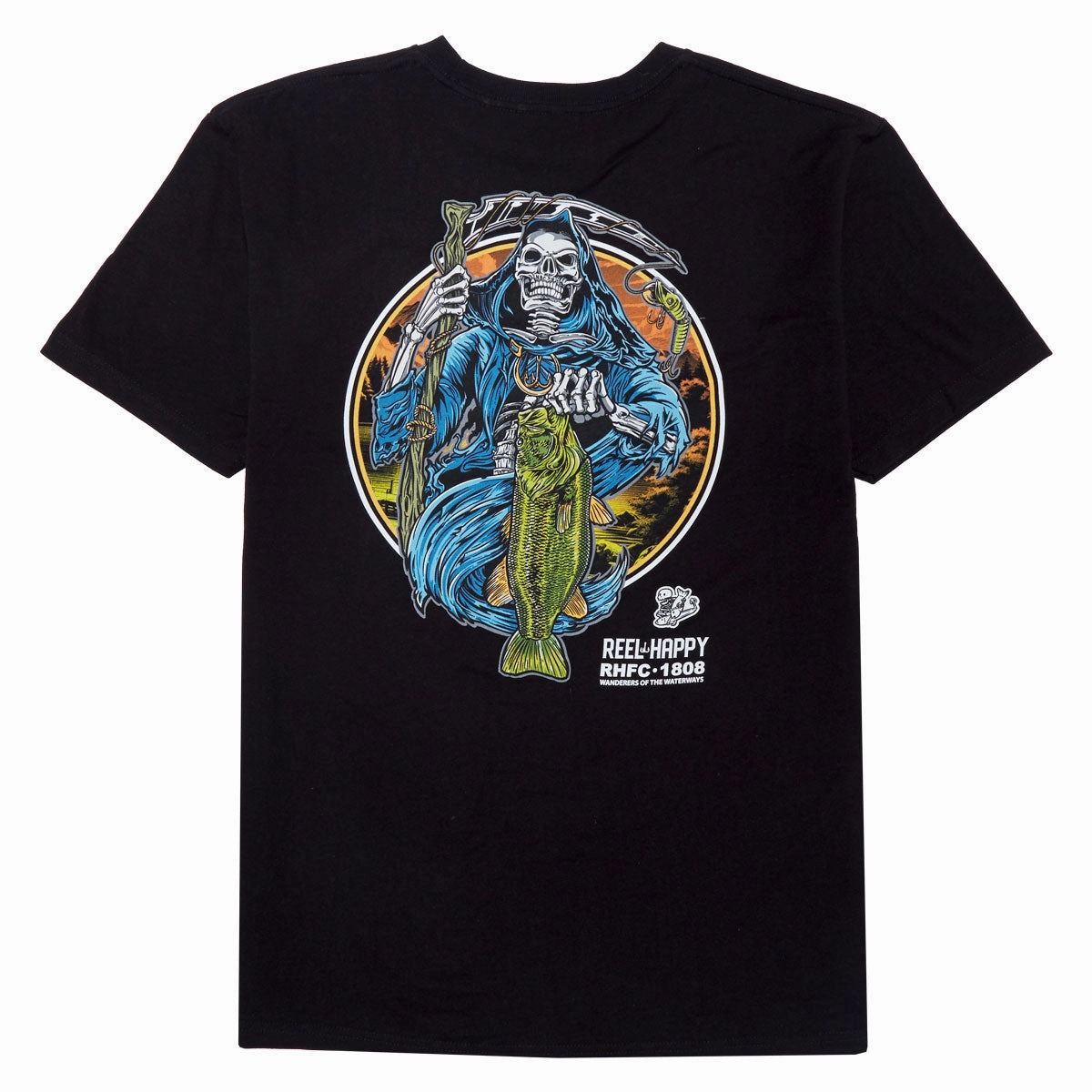 Reel Happy Reaper Revolution T-Shirt - Black Easy Wear Look Easy and Relaxed