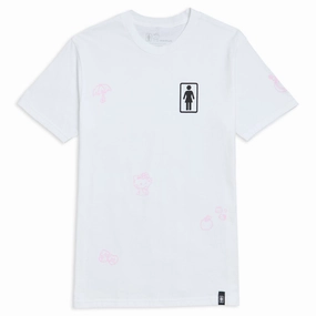 Girl x Hello Kitty All Over T-Shirt - White Loose fitting comfort
