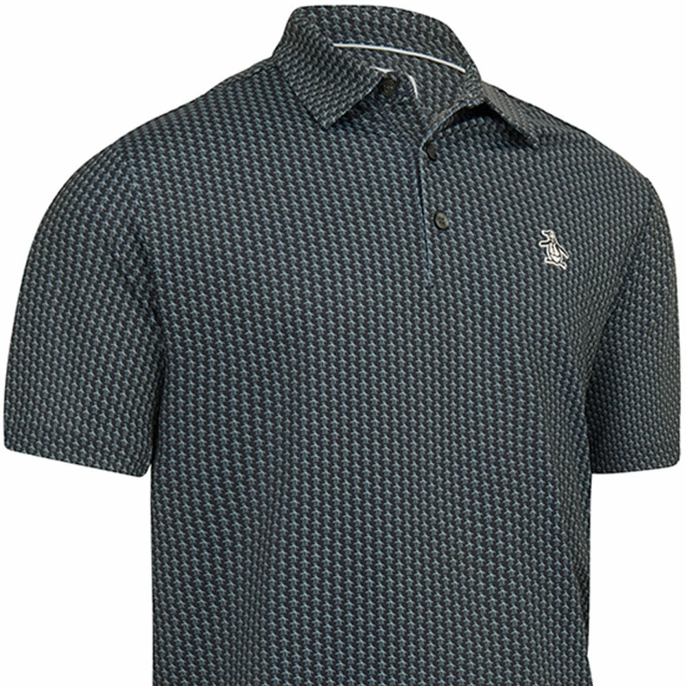 Retro nostalgia Original Penguin All-Over Pete Print Polo Shirt - Black Iris