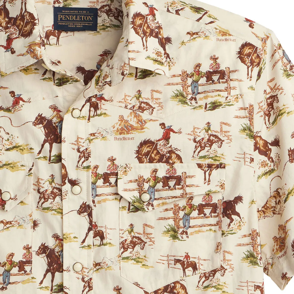 Pendleton Laramie Shirt - Wild Horse Ecru Durable Button Closures
