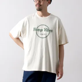 Flexible Cuff Design Seam Free Shoulders GOHEMP / Hemp Vibes Print Basic Wide T-Shirt