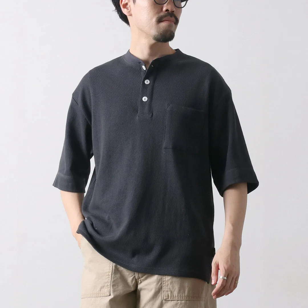 GOHEMP / Multi-Rib Henley Neck Pocket T-Shirt Bold Look
