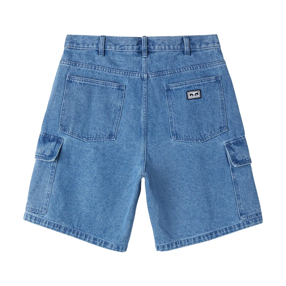 Abrasion Resistant Hem Obey Bigwig Baggy Denim Cargo Shorts - Light Indigo