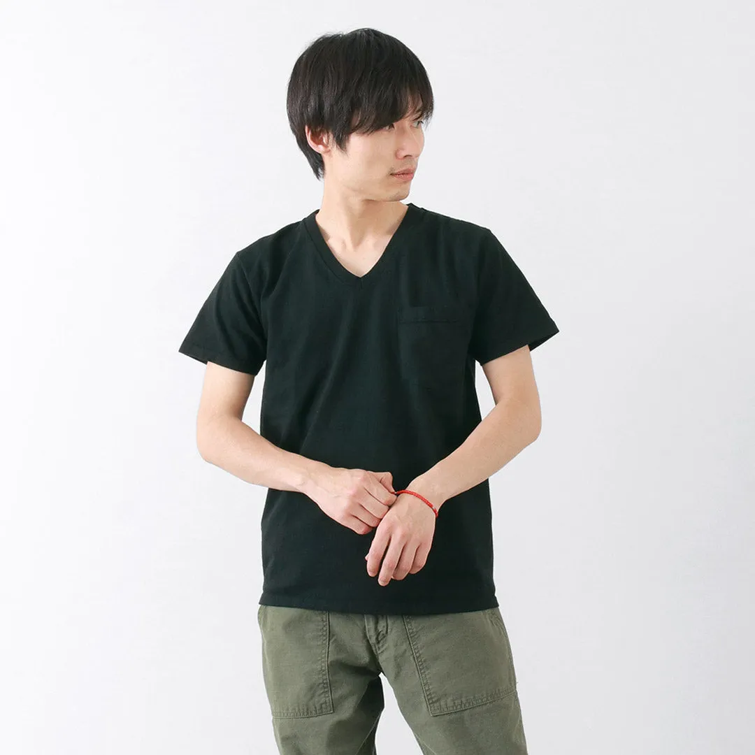 Raw Edge Hem Slim Fit Cut GOODWEAR / Coded short sleeve V-neck pocket T-shirt