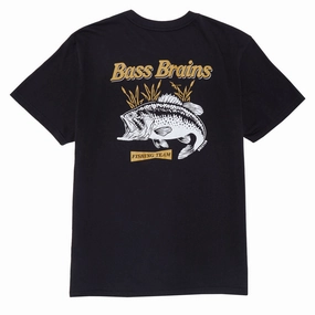 Brixton Bass Brains Ft T-Shirt - Black Stylish Everyday Wear Outdoor Smart