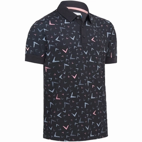 Lightweight Weave Callaway All Over Chev Geo Polo Shirt - Caviar