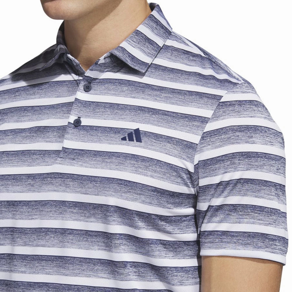 adidas 2 Colour Stripe Polo Shirt - Collegiate Navy/White Lightweight Layer