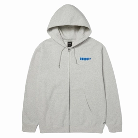 spring holiday Street Motion HUF All Caps Zip Up Hoodie - Ash
