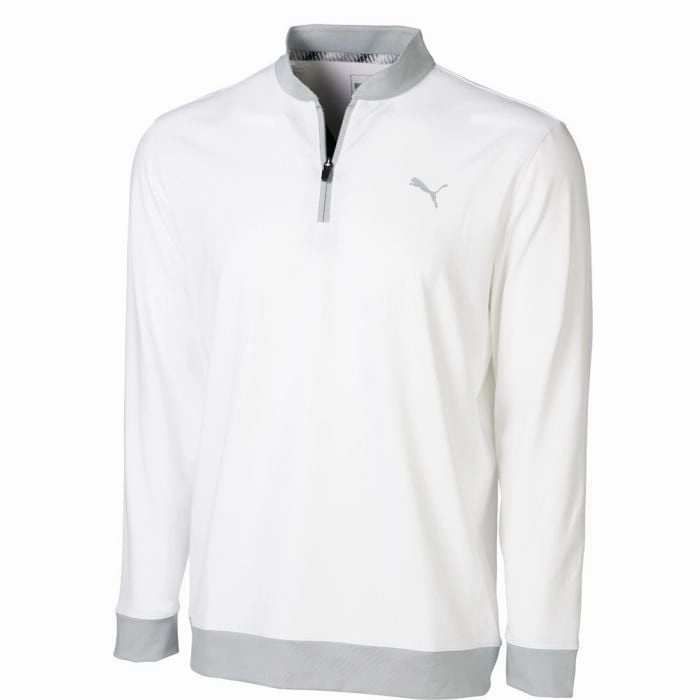 Satin Lining Handmade Puma Rotation Stealth 1/4 Zip Pullover - White