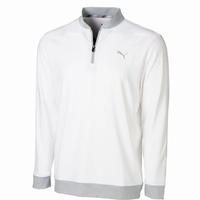 Satin Lining Handmade Puma Rotation Stealth 1/4 Zip Pullover - White