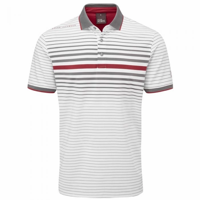 No Fade Technology Oscar Jacobson Drayton Polo Shirt - White/Charcoal