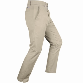 Greg Norman by ProQuip Flat Front 5-Pocket Trousers - Beige Slimline Fit Street Style