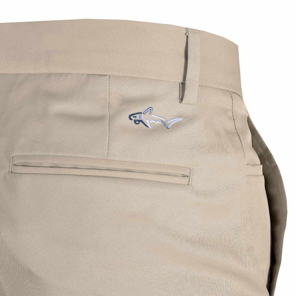 Greg Norman by ProQuip Flat Front 5-Pocket Trousers - Beige Low Rise Fit