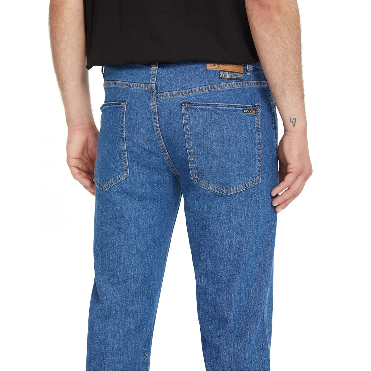 DoubleLayeredHem Flexible Gusset Volcom Solver Denim Jeans - Bold Blue