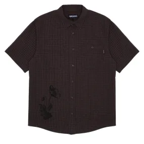 Minimalist Closure Holiday Travel GX1000 Short Sleeve Button Down Shirt - Brown Plaid