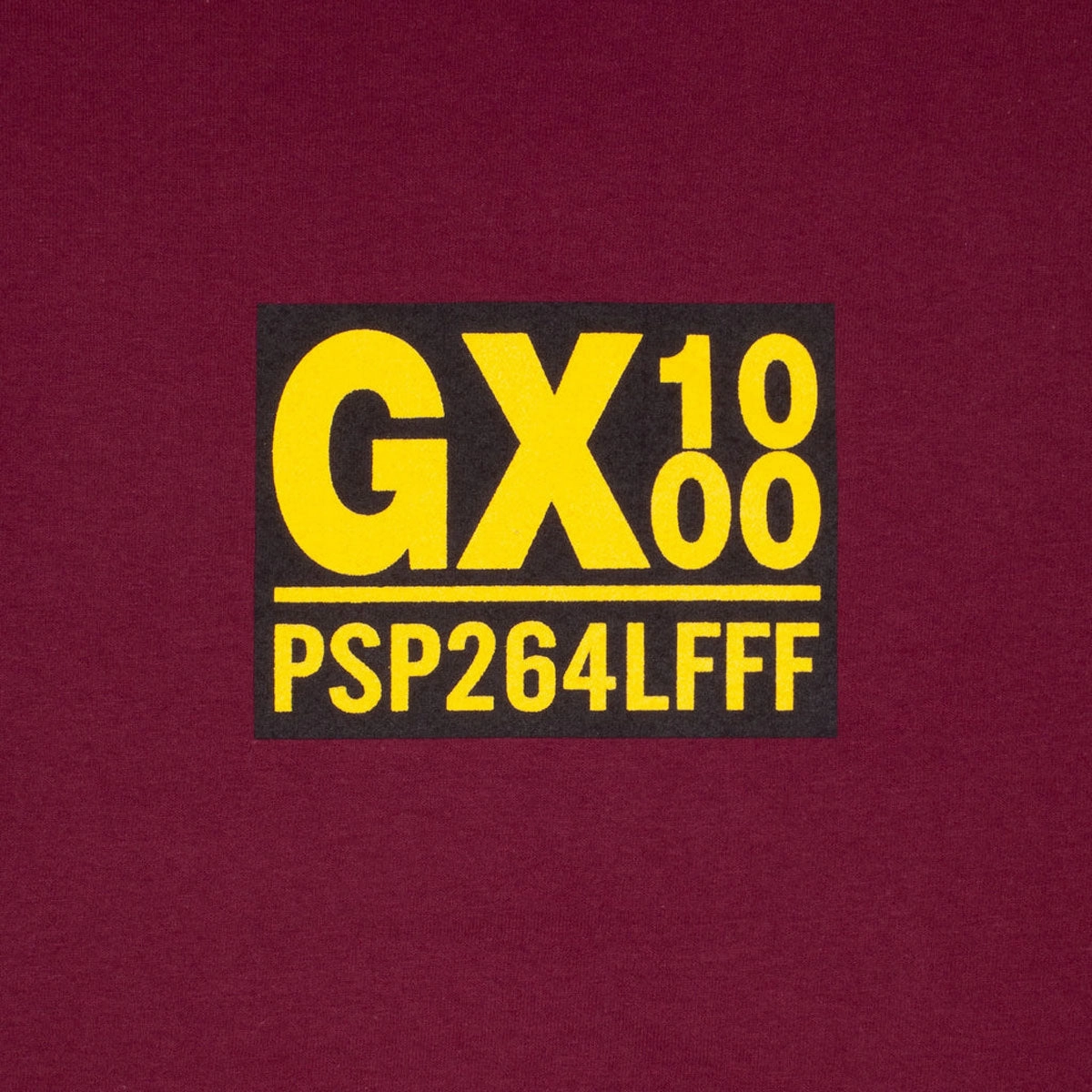 Essential Wardrobe GX1000 PSP T-Shirt - Burgundy/Yellow Font