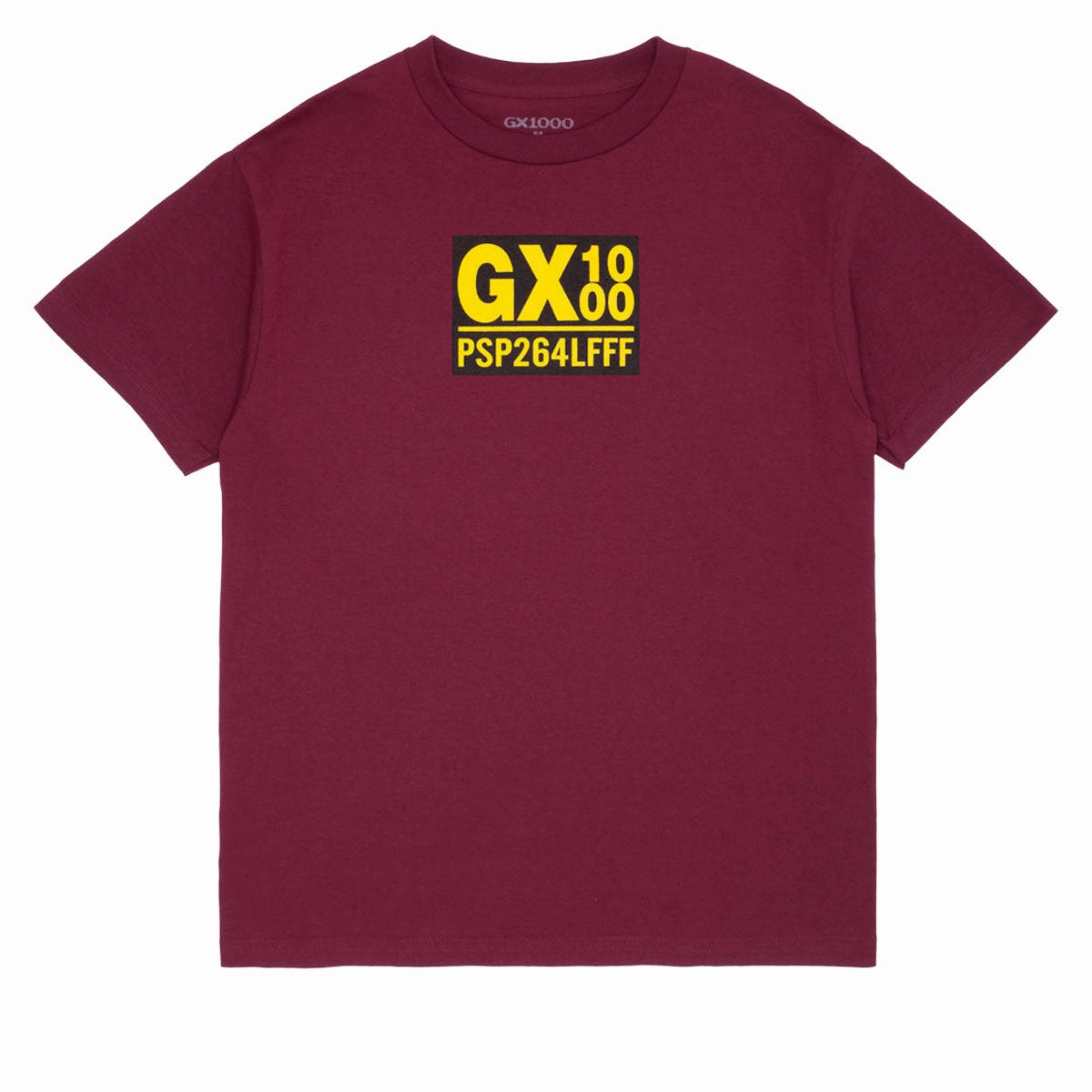Streetwear attitude Essential Clothing GX1000 PSP T-Shirt - Burgundy/Yellow Font