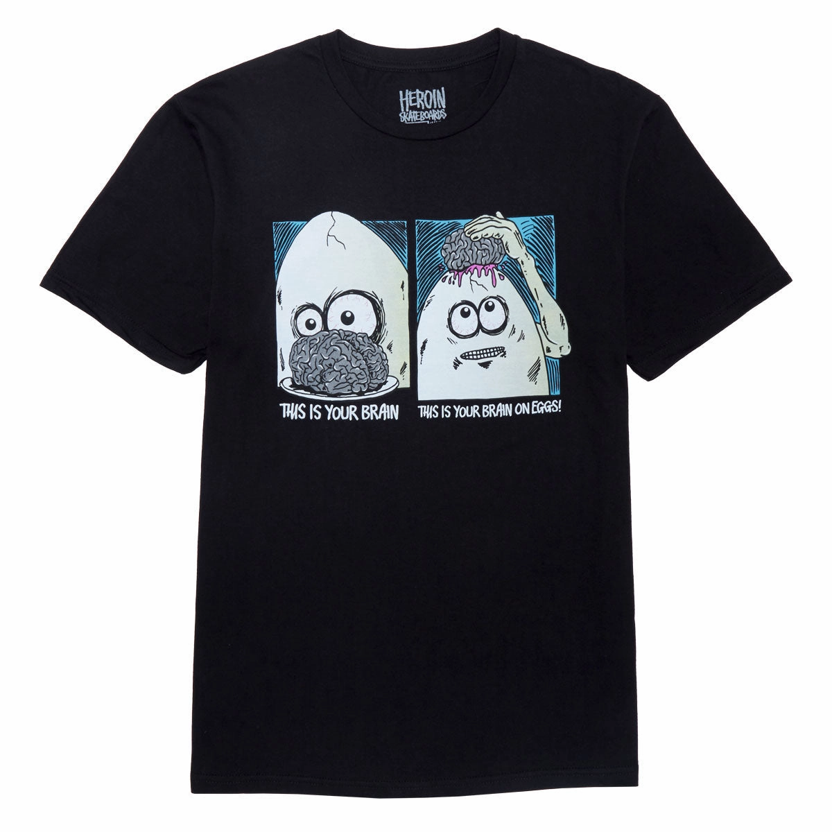 sporty and comfortable ThermoregulatingFabric Heroin Brain On Eggs T-Shirt - Black