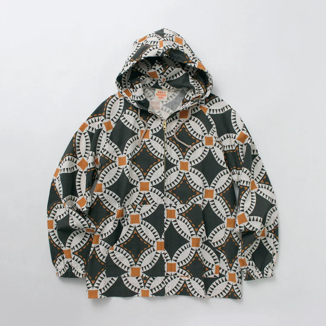 HAVE A GRATEFUL DAY / Beach Hoodie Vintage Quilt Print Breathable Lining Design