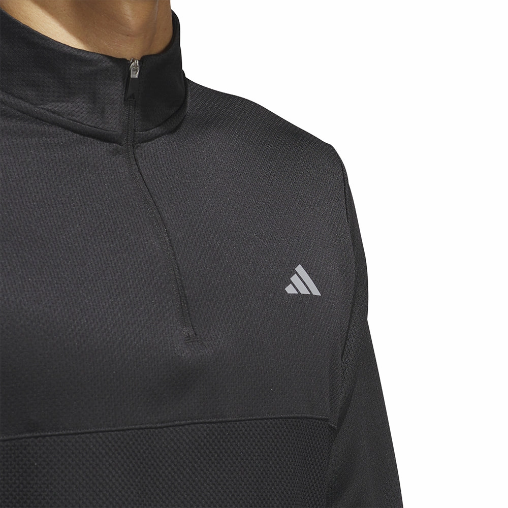 adidas Textured 1/4 Zip Pullover - Black product lanyard visibility