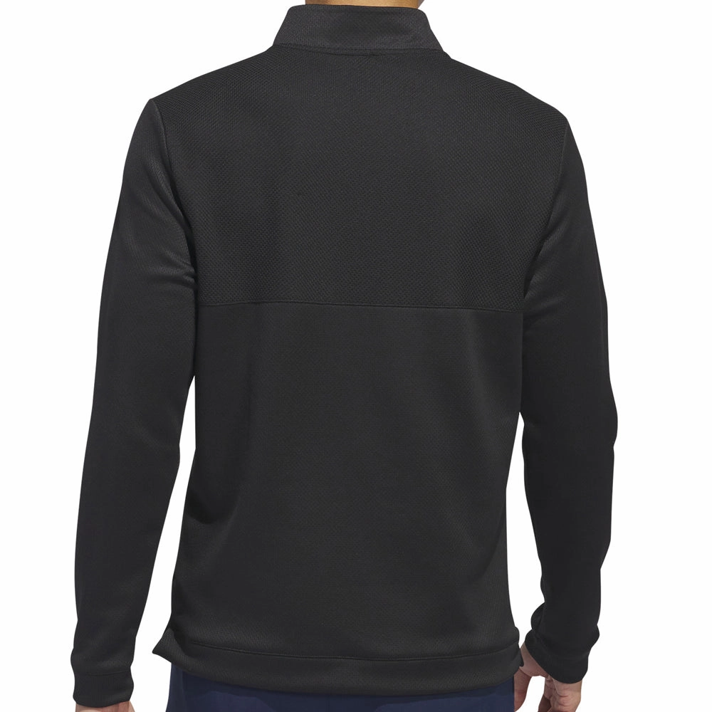 Layer Minimal Comfortable adidas Textured 1/4 Zip Pullover - Black