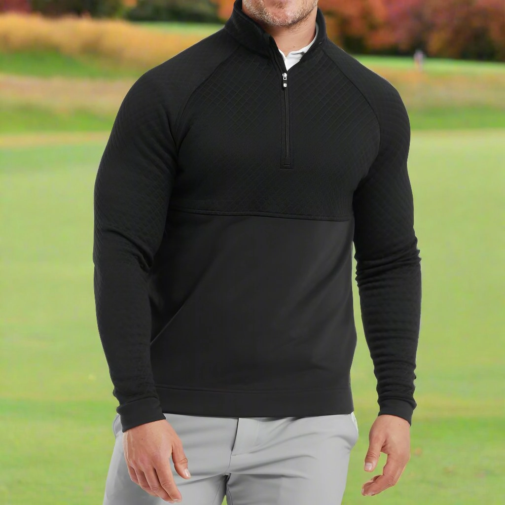 FootJoy Jacquard Thermal 1/4 Zip Chillout - Black product casual elegance blend Functional Style