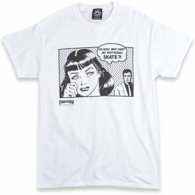 Garment Dyed TexturedWeavePattern Thrasher Boyfriend T-Shirt - White