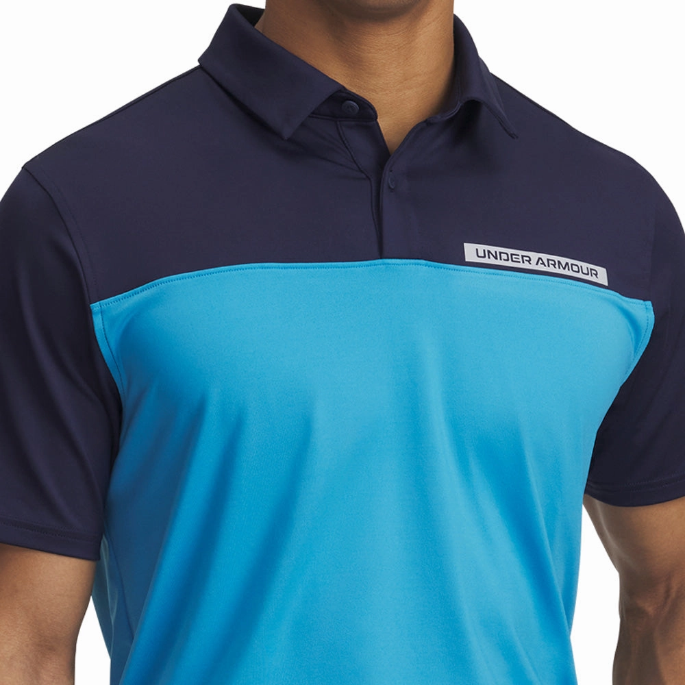 Under Armour Tee To Green Color Block Polo Shirt - Midnight Navy/Ether Blue/White Versatile Wearable Oversized Cut