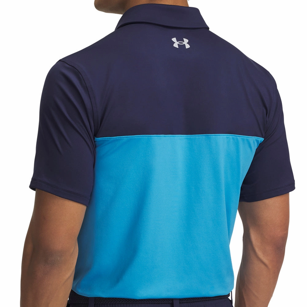 All-day Comfort Under Armour Tee To Green Color Block Polo Shirt - Midnight Navy/Ether Blue/White