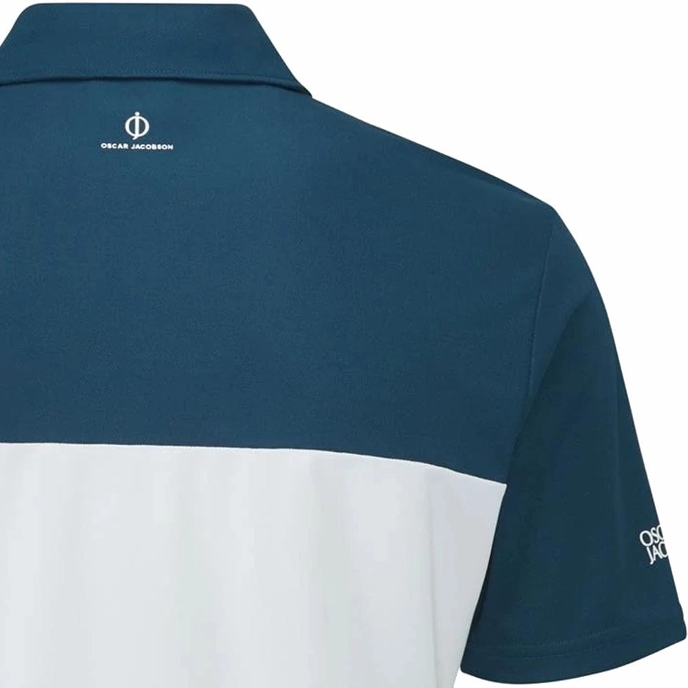Breathable Fit Oscar Jacobson Dodman Polo Shirt - White/Aqua