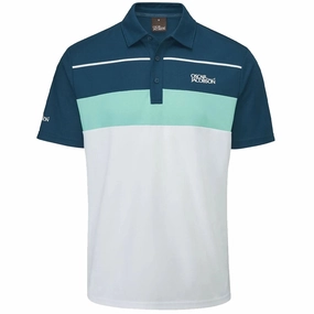 Oscar Jacobson Dodman Polo Shirt - White/Aqua Comfortable Piece Smart Layering