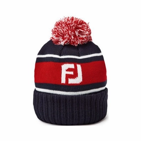Soft Layer Elastic Band FootJoy Pom Pom Beanie - Navy/Red