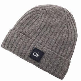 Quilted Panels Adjustable size Calvin Klein Chunky Knit Beanie - Grey Marl